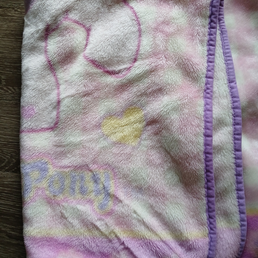 Vintage My Little Pony Pink and Purple Kids Blanket G3 Fluttershy - Picture 9 of 11